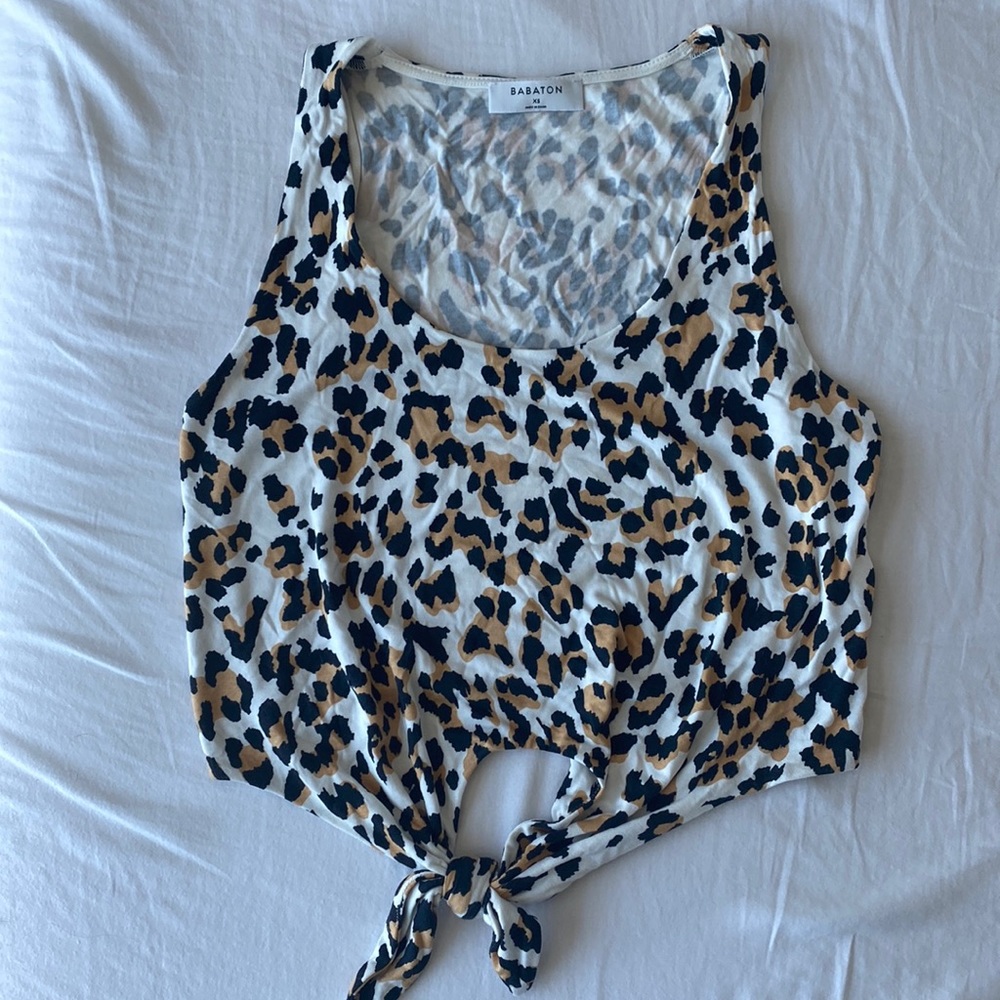 Aritizia leopard print crop top with tie, XS